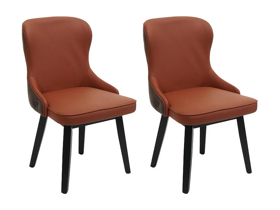 Lot de 2 chaises de salle à manger HWC-M60, chaise rembourrée, chaise de cuisine, tissu/textile bois massif - terracotta