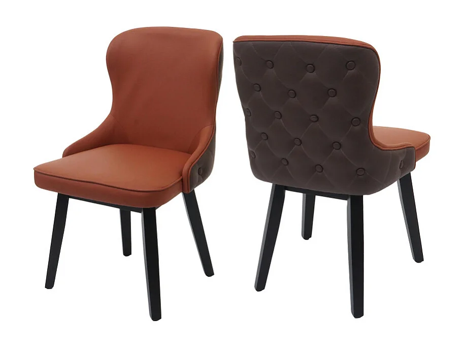 Lot de 2 chaises de salle à manger HWC-M60, chaise rembourrée, chaise de cuisine, tissu/textile bois massif - terracotta