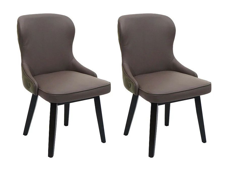 Lot de 2 chaises de salle à manger HWC-M60, chaise rembourrée, chaise de cuisine, tissu/textile bois massif - vert foncé