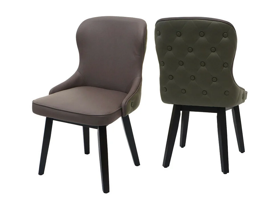 Lot de 2 chaises de salle à manger HWC-M60, chaise rembourrée, chaise de cuisine, tissu/textile bois massif - vert foncé
