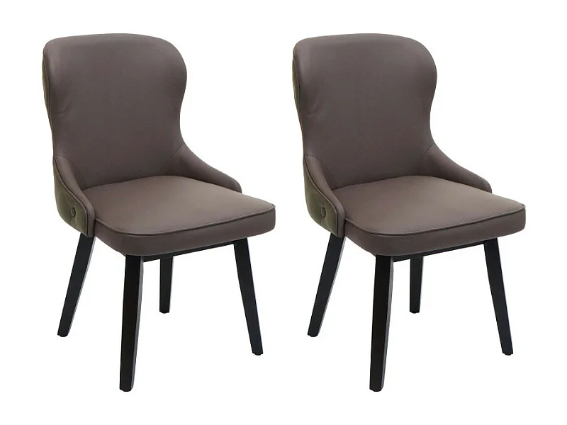 Lot de 2 chaises de salle à manger HWC-M60, chaise rembourrée, chaise de cuisine, tissu/textile bois massif - vert foncé