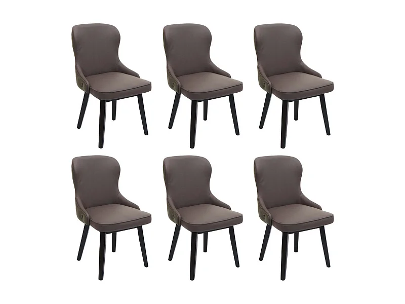 Lot de 6 chaises de salle à manger HWC-M60, chaise rembourrée, chaise de cuisine, tissu/textile bois massif - vert foncé