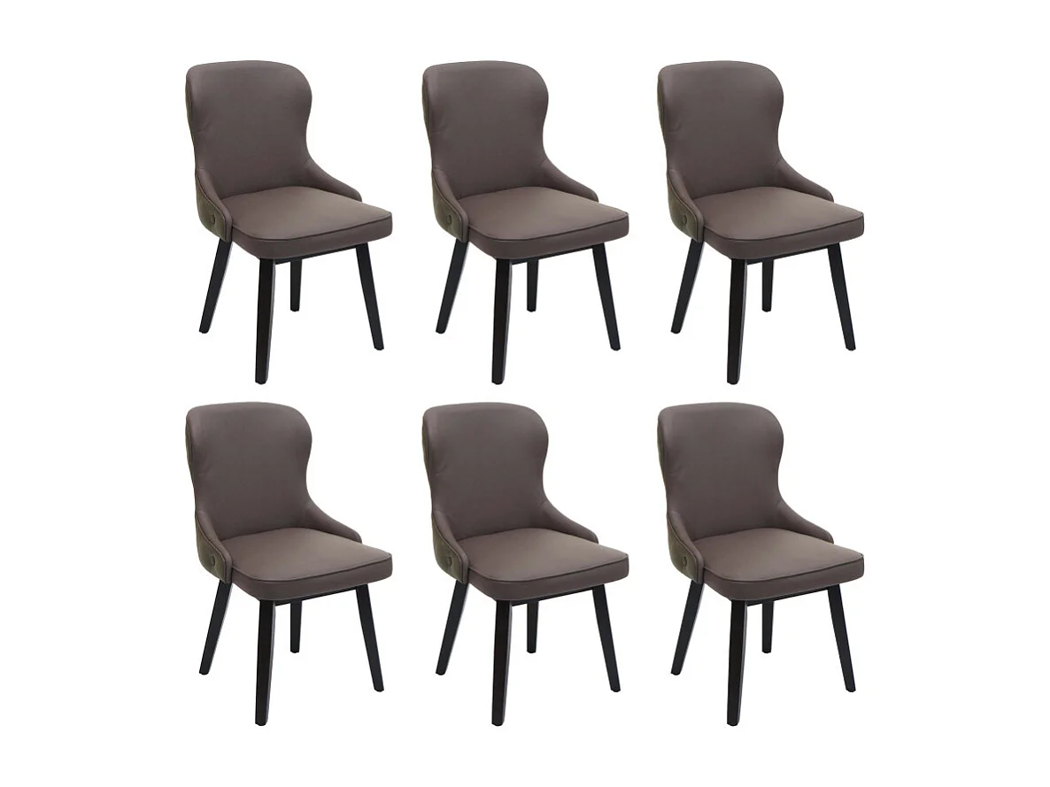 Lot de 6 chaises de salle à manger HWC-M60, chaise rembourrée, chaise de cuisine, tissu/textile bois massif - vert foncé