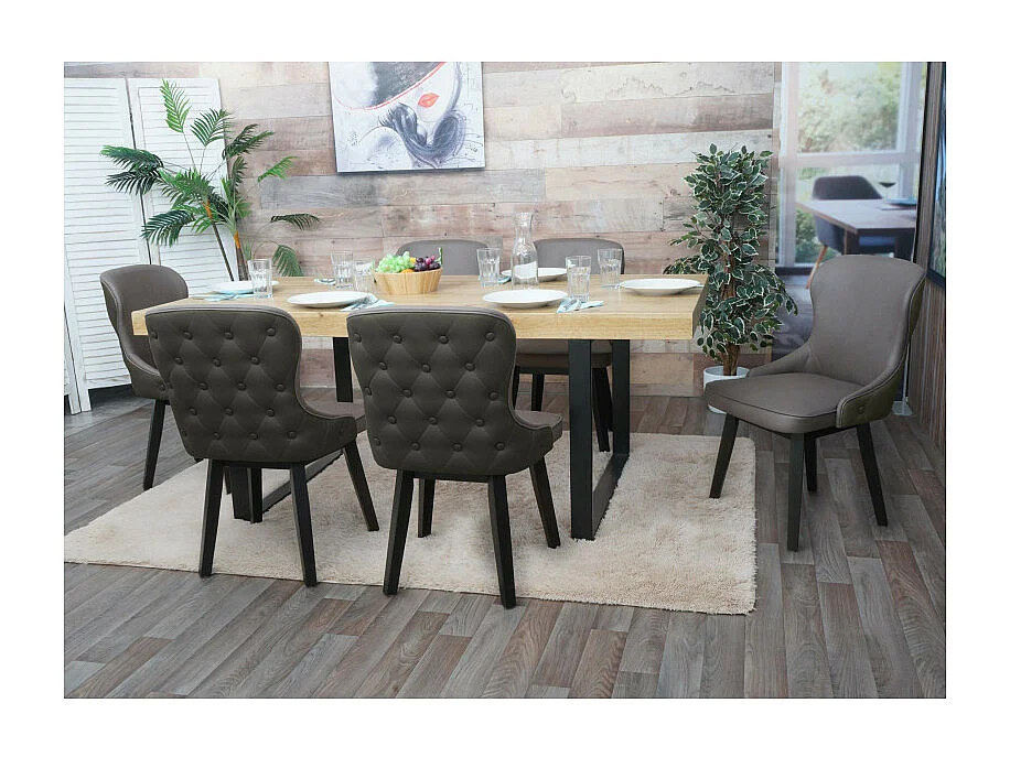 Lot de 6 chaises de salle à manger HWC-M60, chaise rembourrée, chaise de cuisine, tissu/textile bois massif - vert foncé