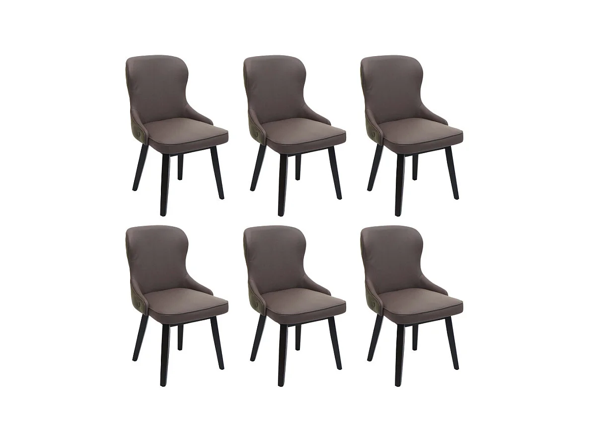 Lot de 6 chaises de salle à manger HWC-M60, chaise rembourrée, chaise de cuisine, tissu/textile bois massif - vert foncé