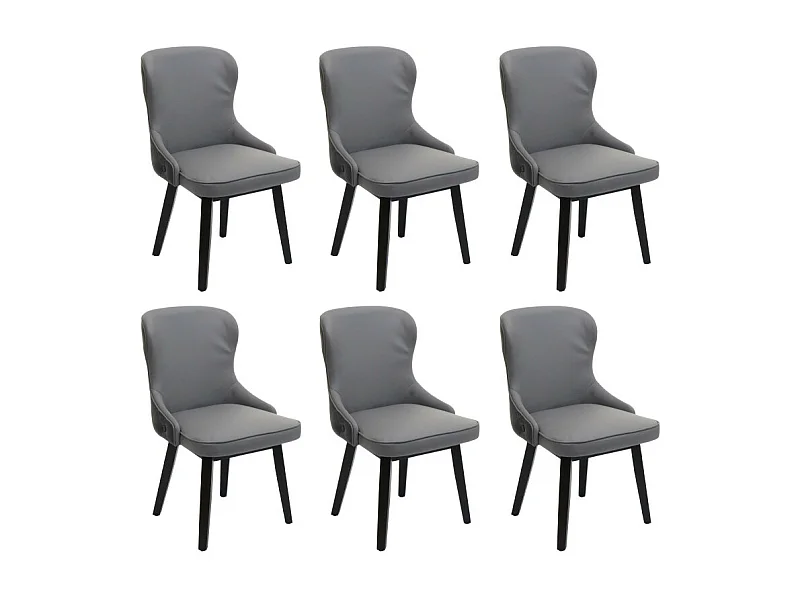 Lot de 6 chaises de salle à manger HWC-M60, chaise rembourrée, chaise de cuisine, tissu/textile bois massif - gris foncé