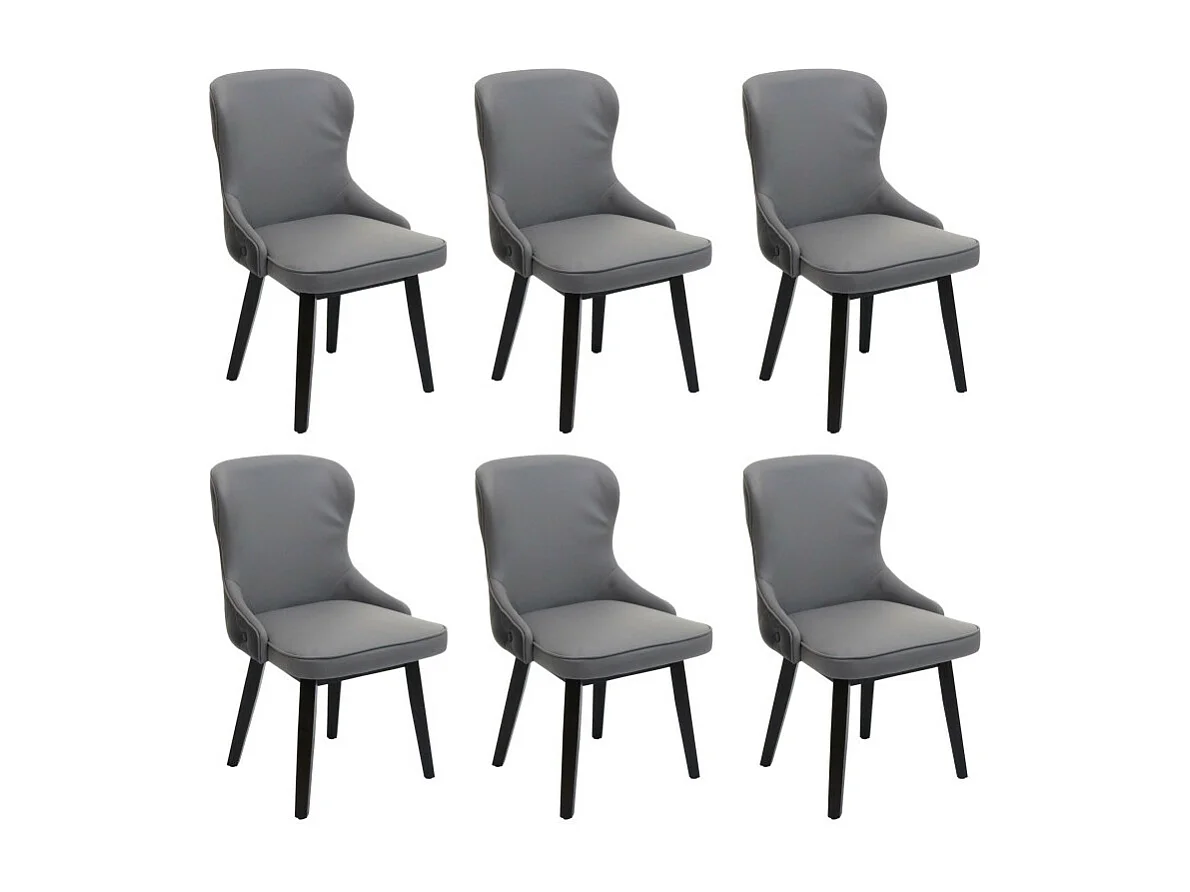 Lot de 6 chaises de salle à manger HWC-M60, chaise rembourrée, chaise de cuisine, tissu/textile bois massif - gris foncé