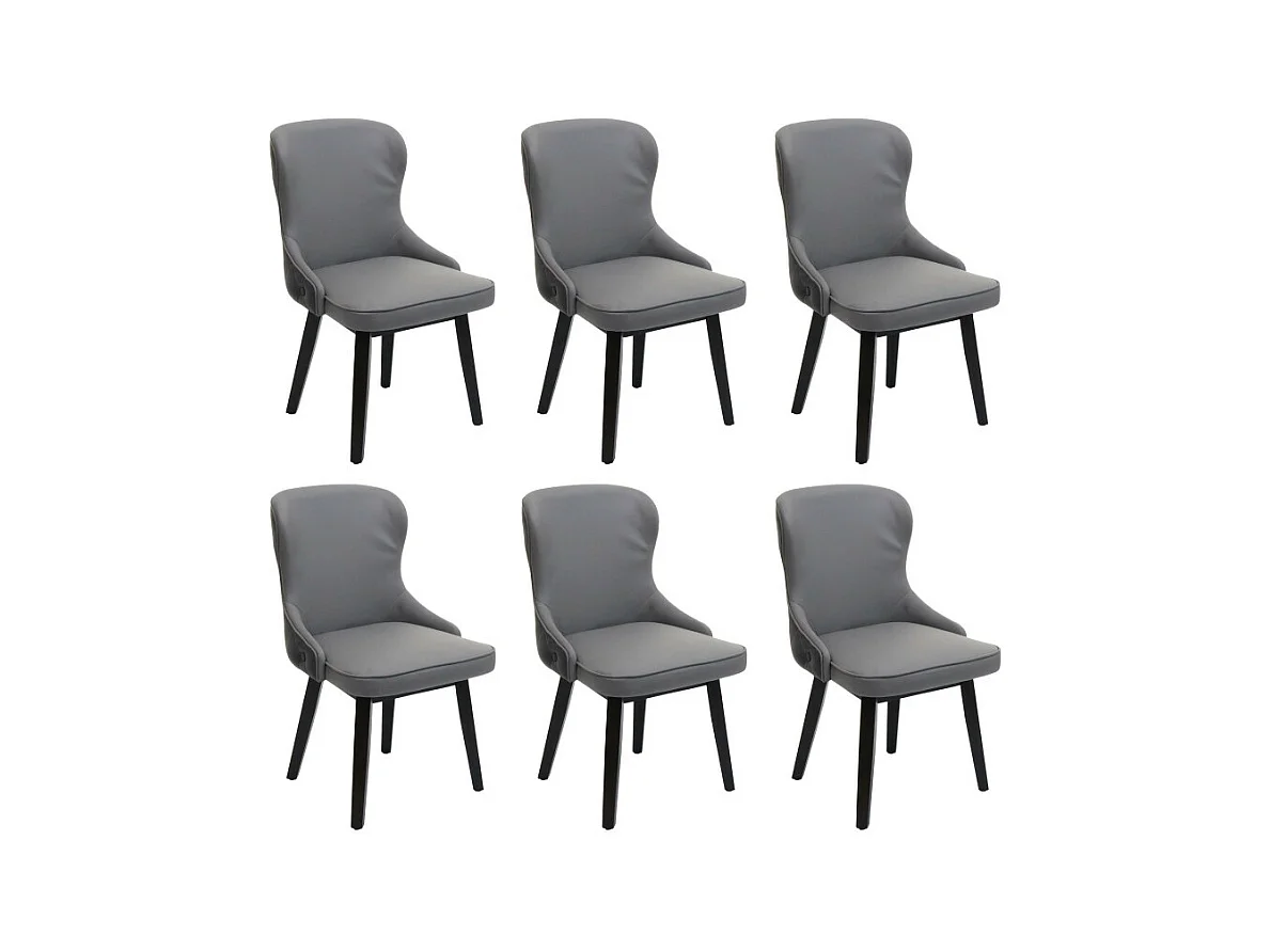 Lot de 6 chaises de salle à manger HWC-M60, chaise rembourrée, chaise de cuisine, tissu/textile bois massif - gris foncé