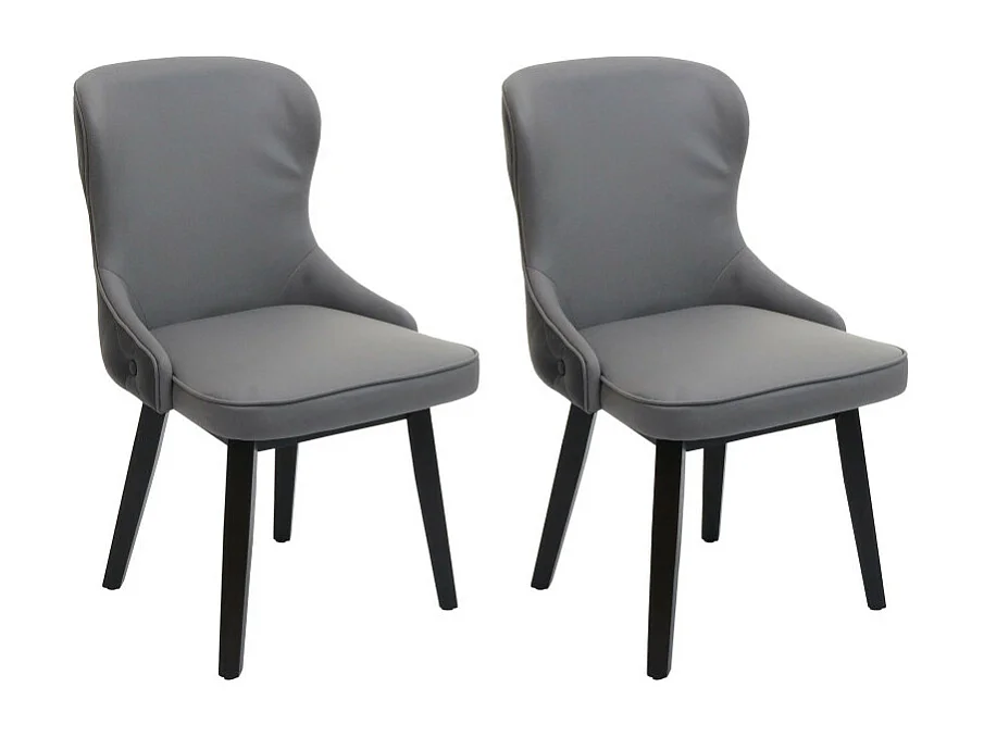 Lot de 2 chaises de salle à manger HWC-M60, chaise rembourrée, chaise de cuisine, tissu/textile bois massif - gris foncé
