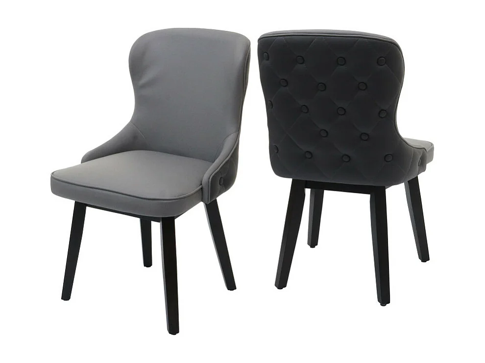 Lot de 2 chaises de salle à manger HWC-M60, chaise rembourrée, chaise de cuisine, tissu/textile bois massif - gris foncé