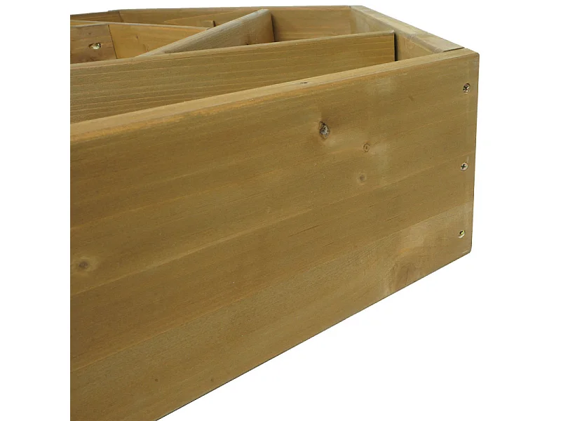 Jardinière HWC-L70 - pot de fleurs parterre de fleurs 7 compartiments - rectangulaire 100x87cm Outdoor sapin bois certifié MVG