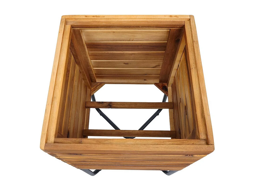 Jardinière HWC-L25 - bac à fleurs - carré 60x33x33cm Outdoor acier acacia bois certifié MVG - brun