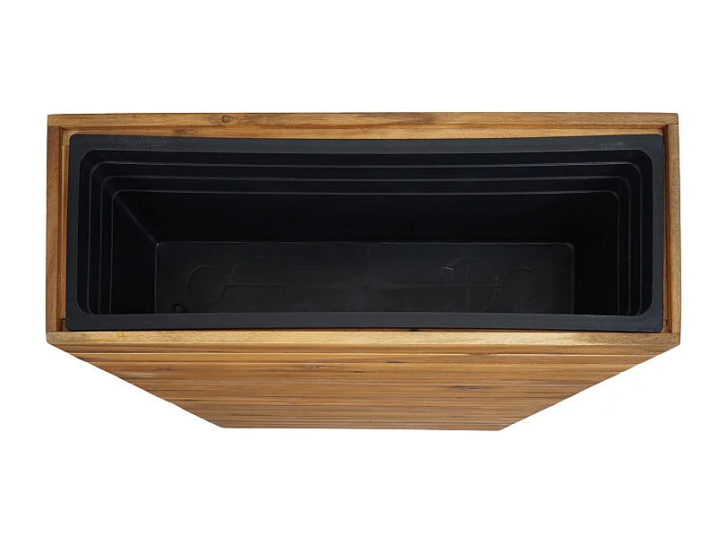 Jardinière HWC-L21 - bac à plantes surélevé Pot de fleurs - carré 77x63x23cm Outdoor Acacia bois certifié MVG - brun