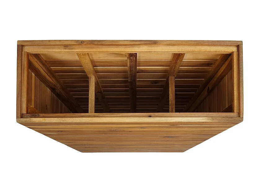 Jardinière HWC-L21 - bac à plantes surélevé Pot de fleurs - carré 77x63x23cm Outdoor Acacia bois certifié MVG - brun