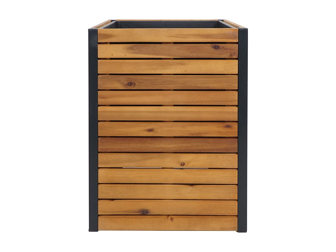 Jardinière HWC-L23 - jardinière surélevée - Outdoor bois d'acacia certifié MVG aluminium - 60x42x42cm brun