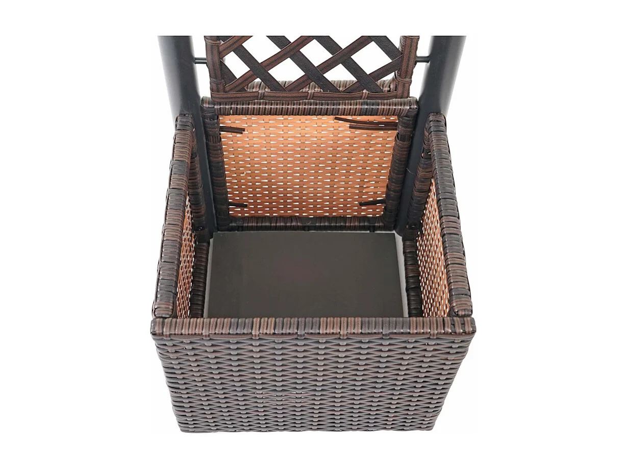 Jardinière avec treillis en polyrotin, HWC-D76, 142x43x43 cm - marron