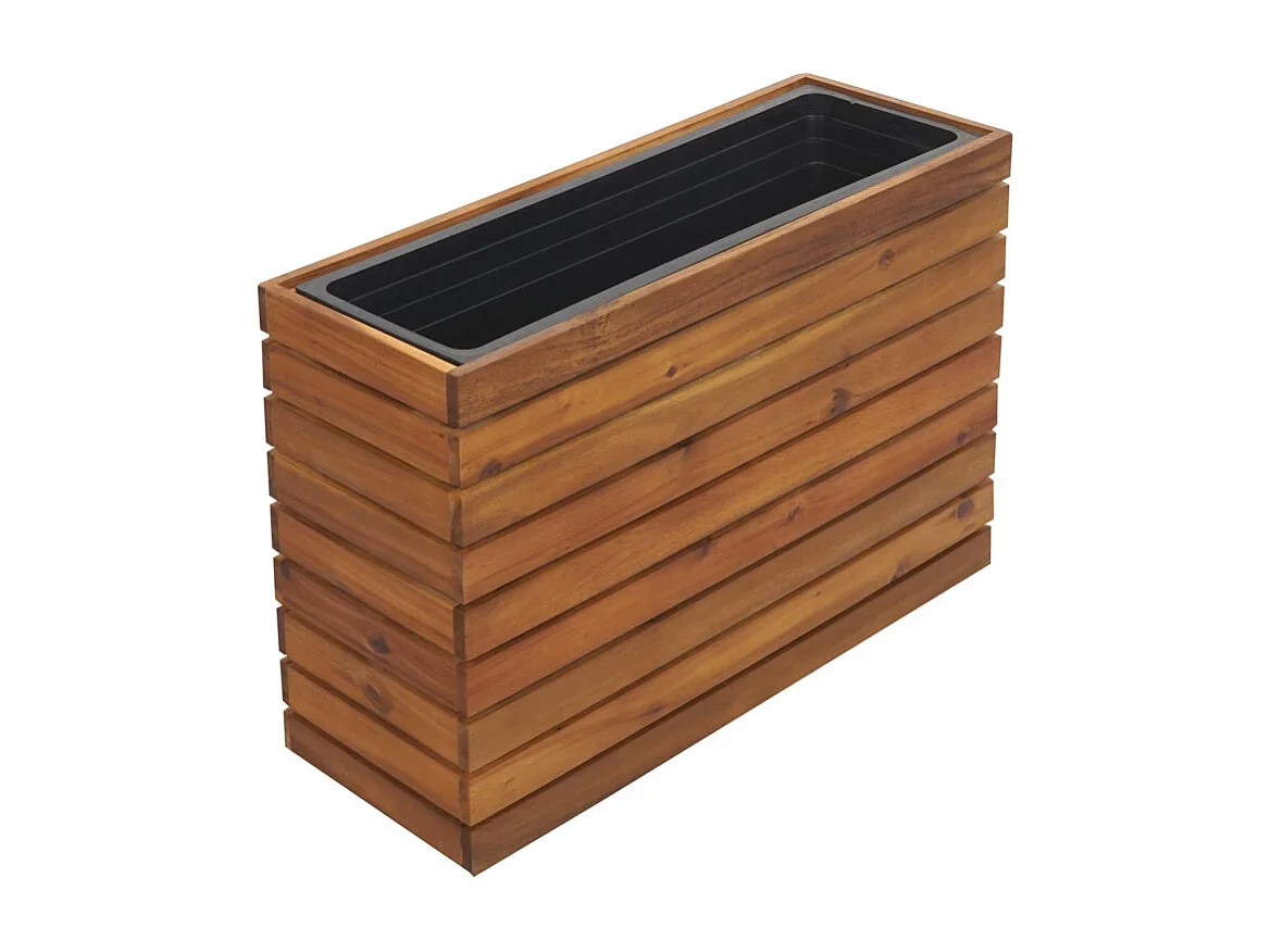 Jardinière HWC-L21 - jardinière pot de fleurs surélevé - rectangulaire 41x63x23cm Outdoor Acacia bois certifié MVG - brun