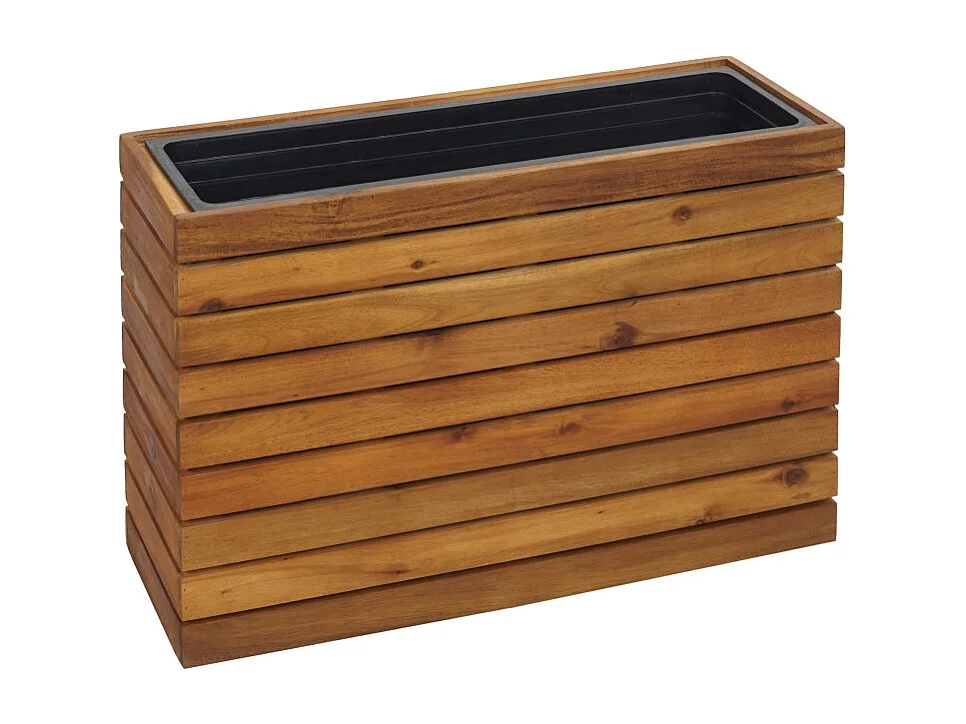 Jardinière HWC-L21 - jardinière pot de fleurs surélevé - rectangulaire 41x63x23cm Outdoor Acacia bois certifié MVG - brun