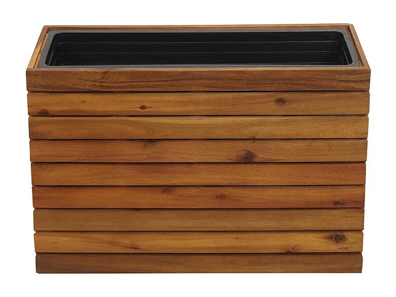 Jardinière HWC-L21 - jardinière pot de fleurs surélevé - rectangulaire 41x63x23cm Outdoor Acacia bois certifié MVG - brun