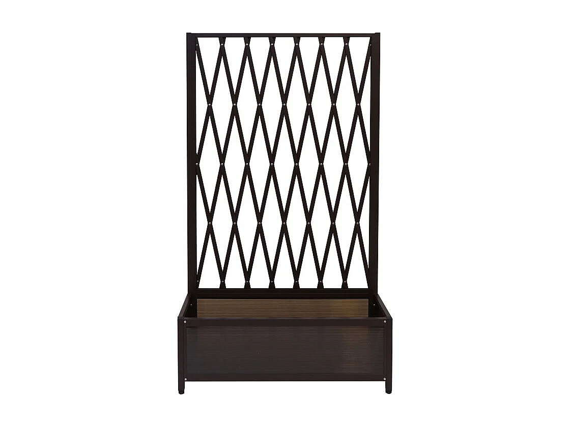 Treillis HWC-G21, Barrière extensible, Jardinière pour plantes grimpantes, alu et acier,152x90x35 cm brun