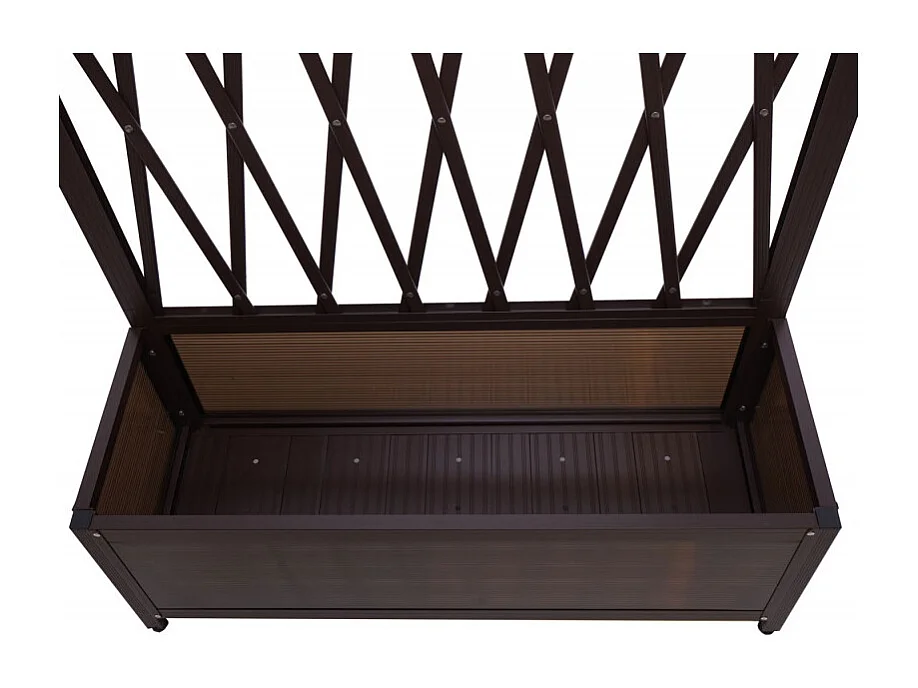 Treillis HWC-G21, Barrière extensible, Jardinière pour plantes grimpantes, alu et acier,152x90x35 cm brun