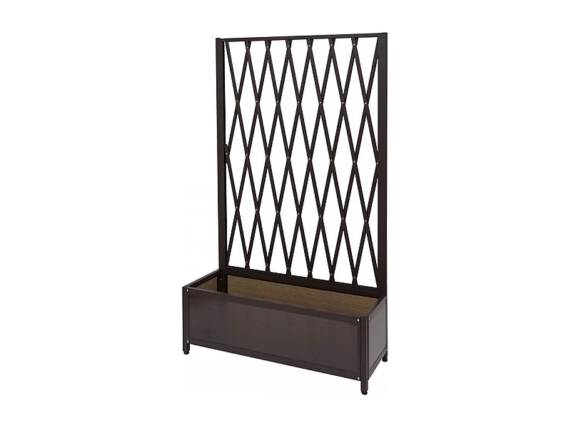 Treillis HWC-G21, Barrière extensible, Jardinière pour plantes grimpantes, alu et acier,152x90x35 cm brun