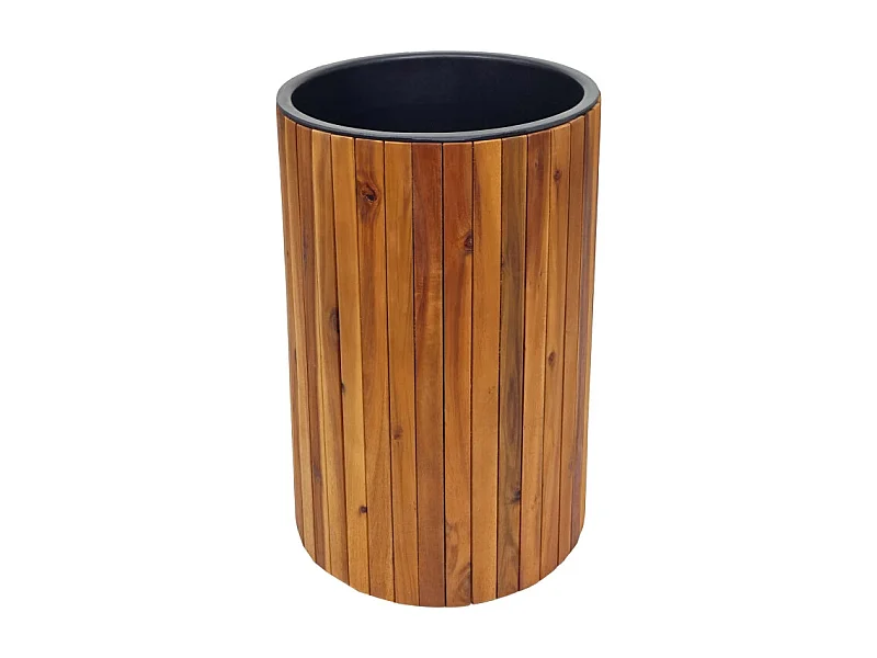 Jardinière HWC-L24 - bac à fleurs - rond 50x34cm Outdoor bois d'acacia certifié MVG - brun