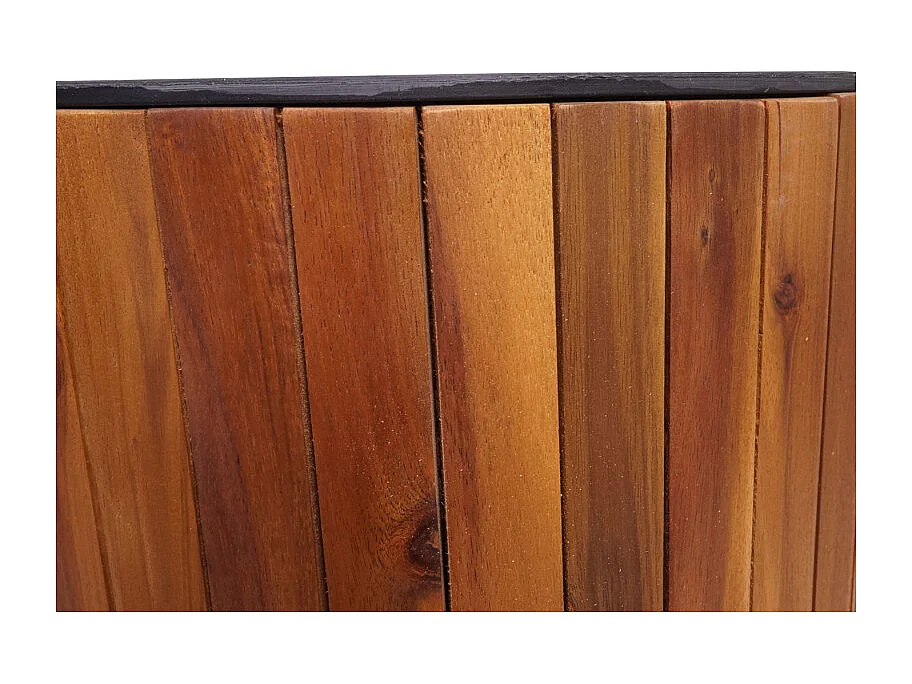 Jardinière HWC-L24 - bac à fleurs - rond 50x34cm Outdoor bois d'acacia certifié MVG - brun