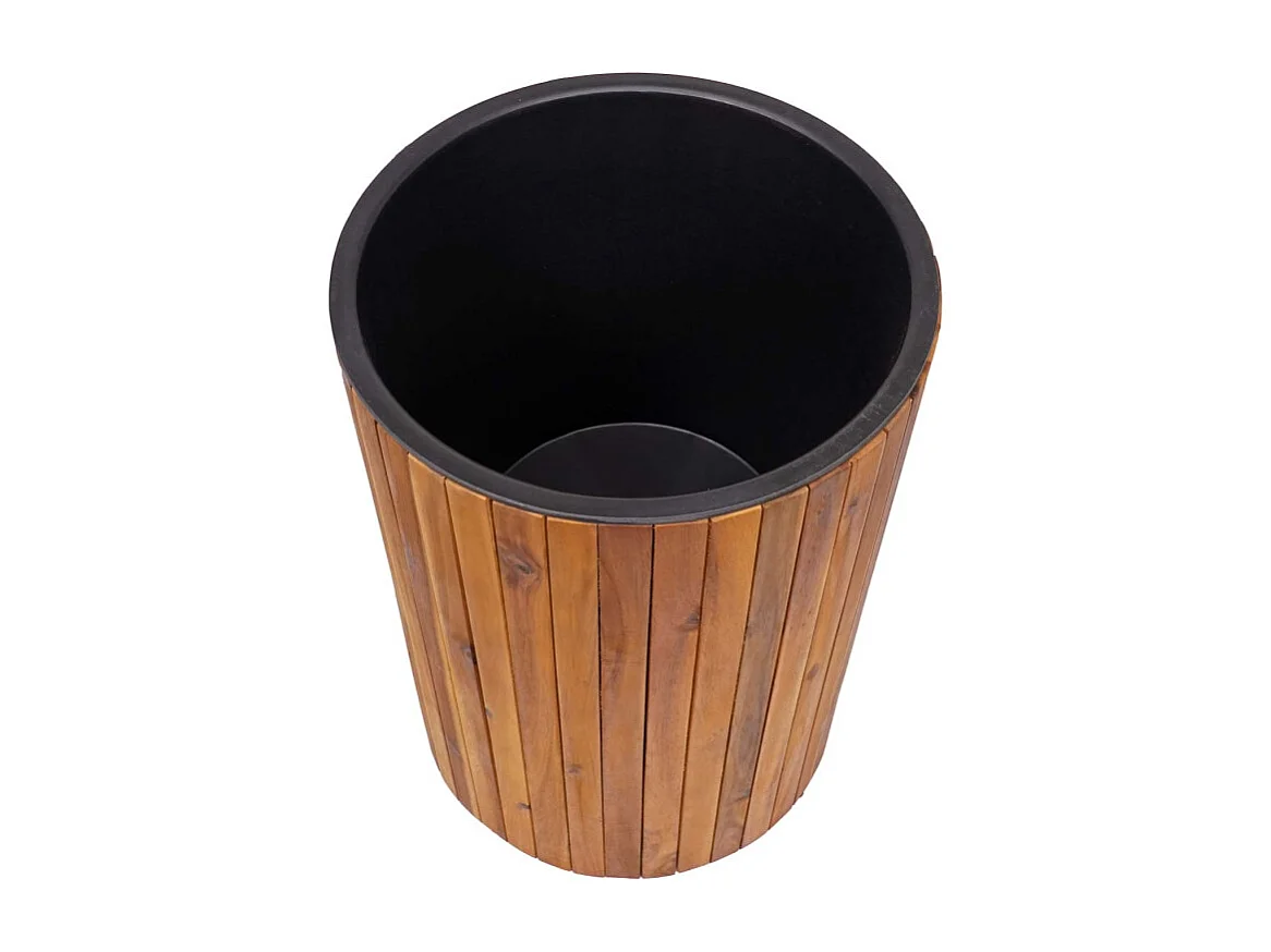 Jardinière HWC-L24 - bac à fleurs - rond 50x34cm Outdoor bois d'acacia certifié MVG - brun