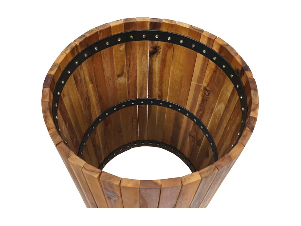Jardinière HWC-L24 - bac à fleurs - rond 50x34cm Outdoor bois d'acacia certifié MVG - brun