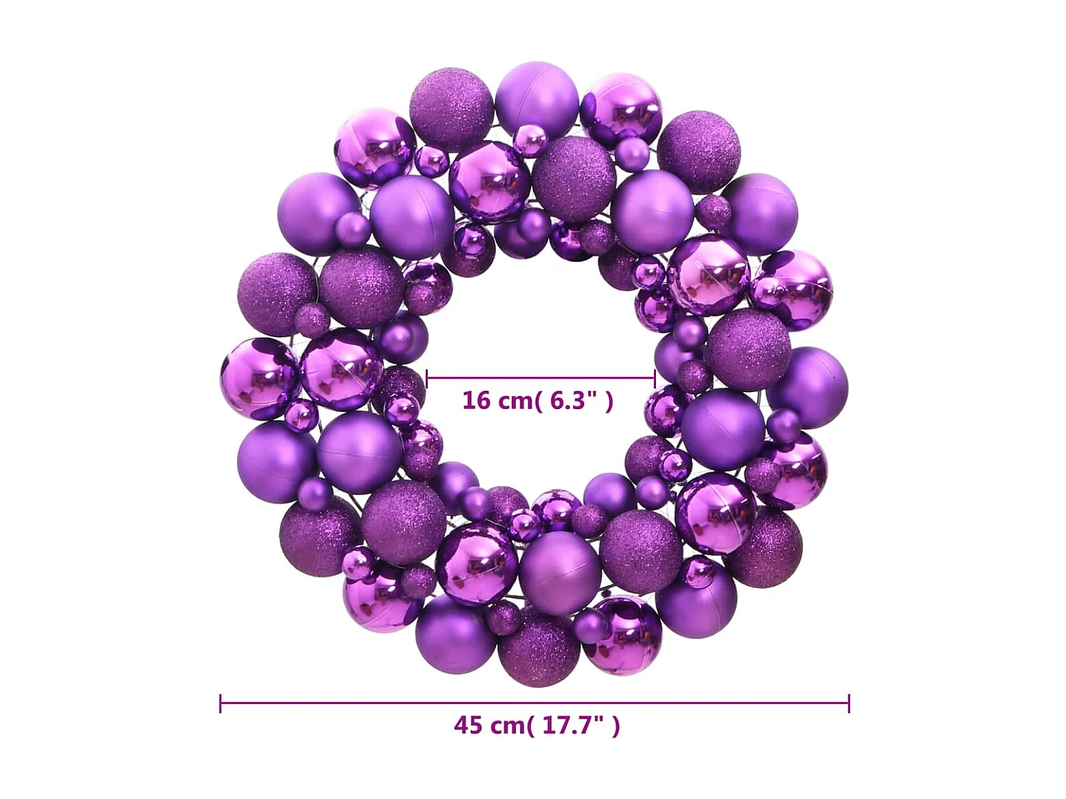 Guirlanda de Natal 45 cm poliestireno roxo