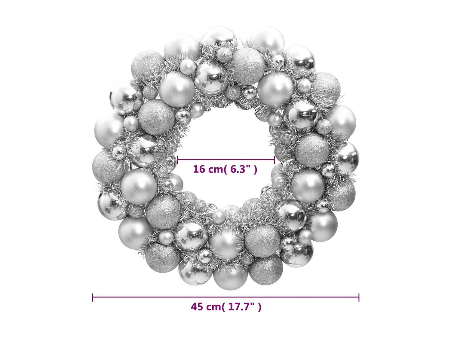 Kerstkrans 45 cm polystyreen zilverkleurig