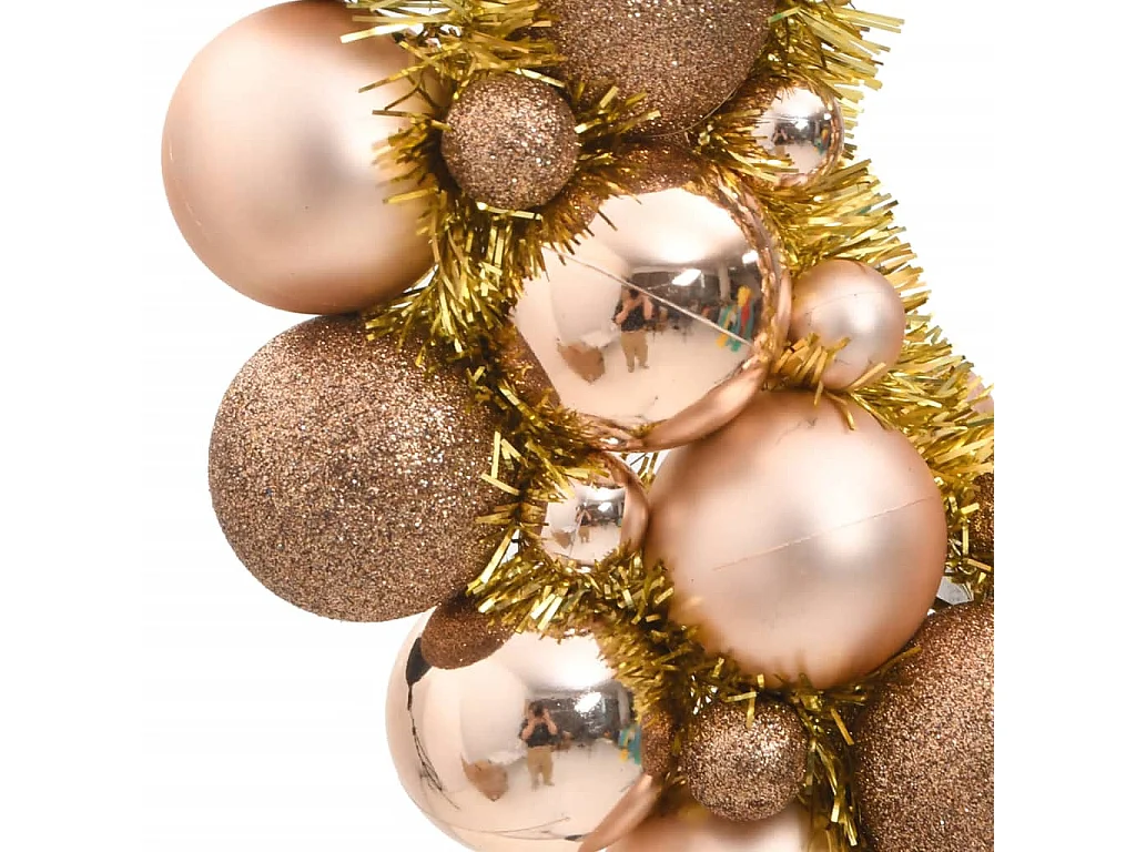 Corona de Navidad poliestireno oro rosa 45 cm