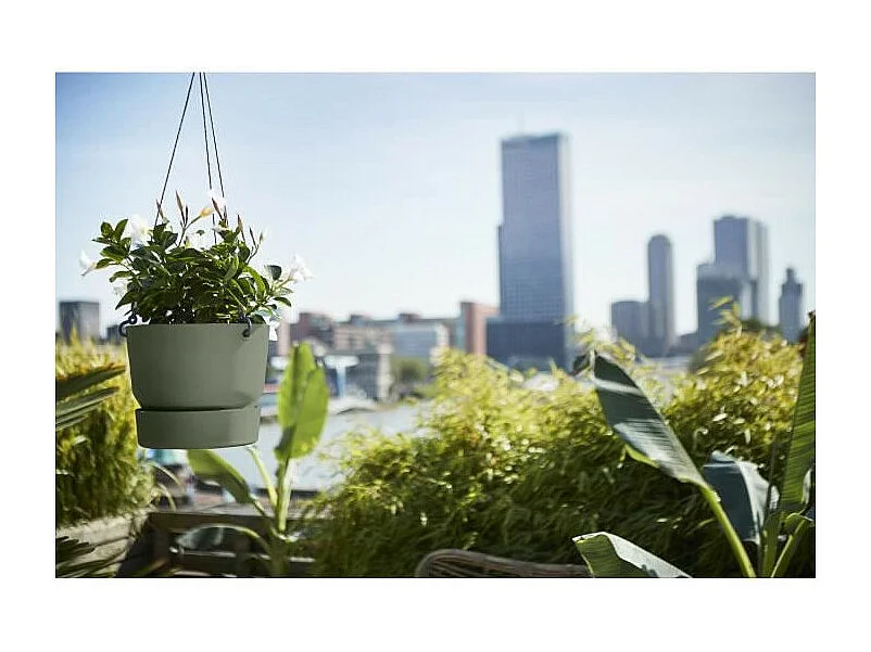 ELHO Pot de fleurs a suspendre Greenville 24 - Exterieur - O 23,9 x H 20,3 cm - Vert feuille