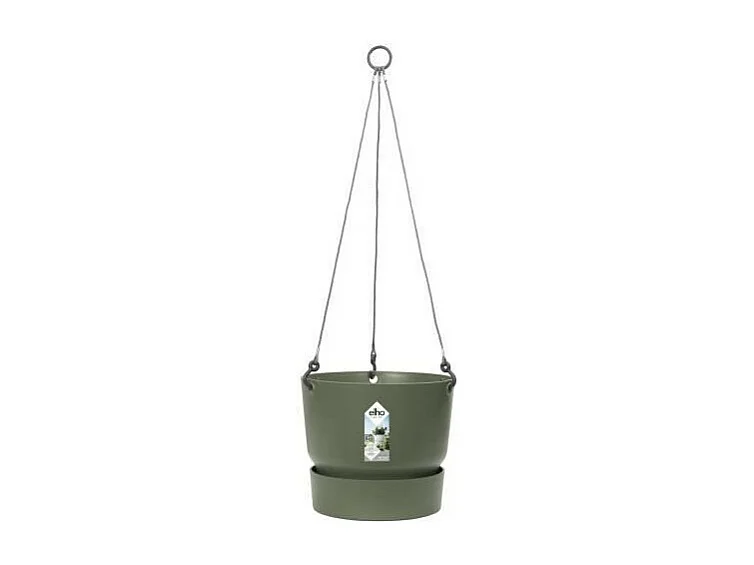 ELHO Pot de fleurs a suspendre Greenville 24 - Exterieur - O 23,9 x H 20,3 cm - Vert feuille
