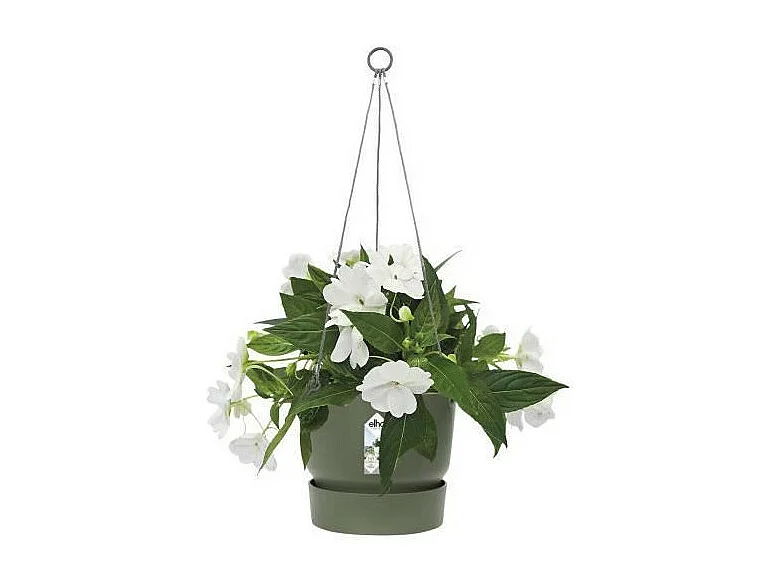 ELHO Pot de fleurs a suspendre Greenville 24 - Exterieur - O 23,9 x H 20,3 cm - Vert feuille