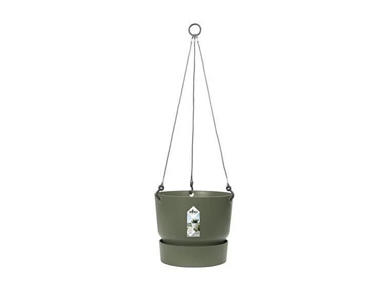 ELHO Pot de fleurs a suspendre Greenville 24 - Exterieur - O 23,9 x H 20,3 cm - Vert feuille