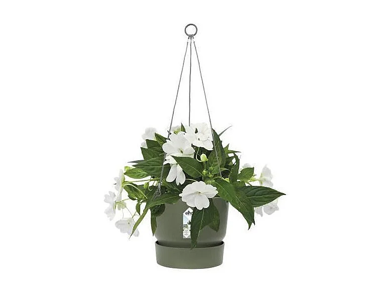 ELHO Pot de fleurs a suspendre Greenville 24 - Exterieur - O 23,9 x H 20,3 cm - Vert feuille