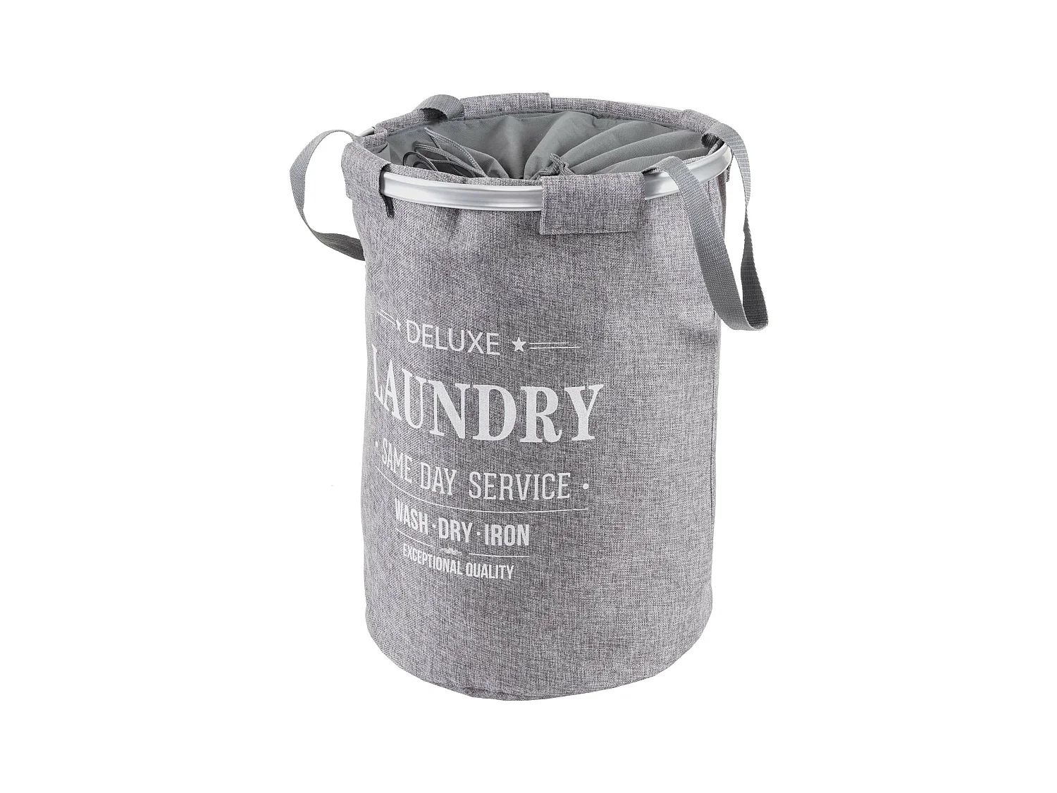 Collecteur de linge sale HWC-C34, Laundry, corbeille à linge avec cordelette, poignées, 55x39cm 65l - gris