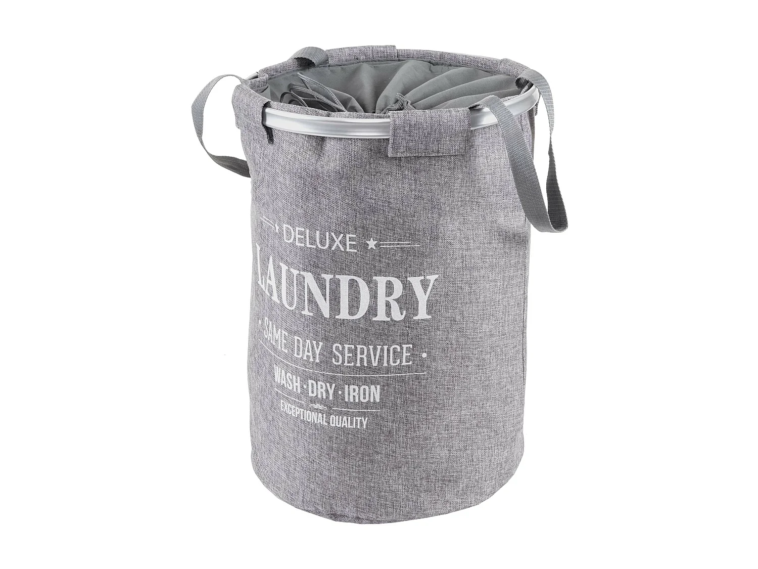 Collecteur de linge sale HWC-C34, Laundry, corbeille à linge avec cordelette, poignées, 55x39cm 65l - gris