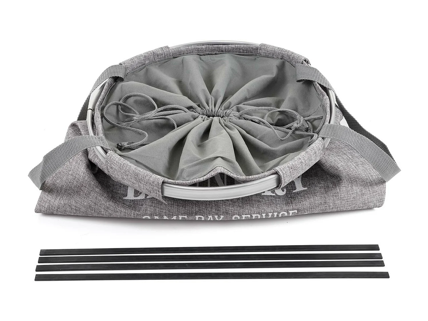 Collecteur de linge sale HWC-C34, Laundry, corbeille à linge avec cordelette, poignées, 55x39cm 65l - gris