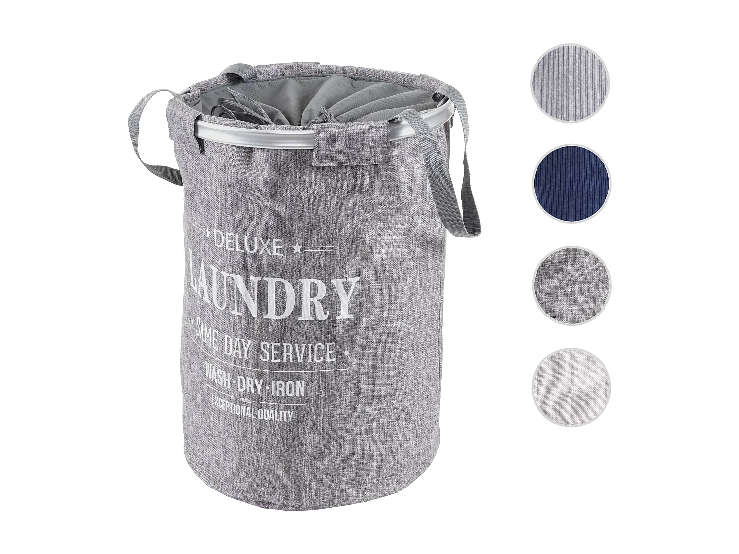 Collecteur de linge sale HWC-C34, Laundry, corbeille à linge avec cordelette, poignées, 55x39cm 65l - gris