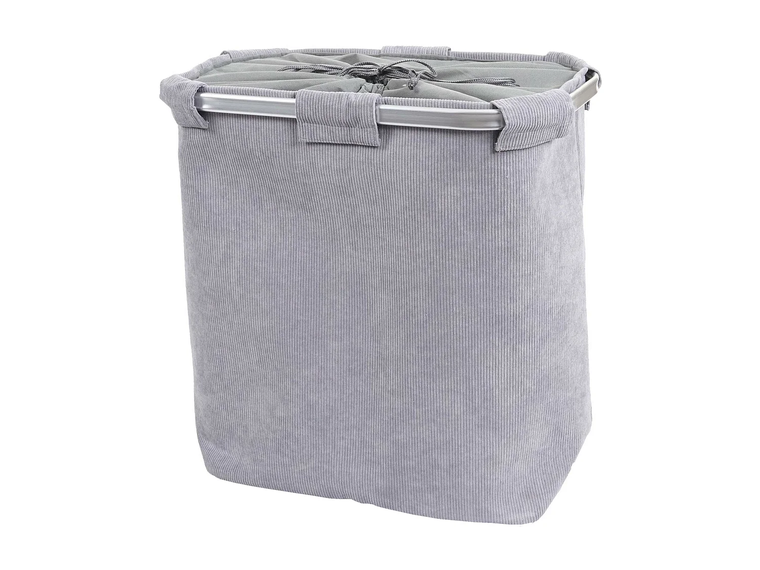 Bac à linge HWC-C34, Boîte à linge Panier à linge 2 compartiments 56x49x30cm 82l - gris
