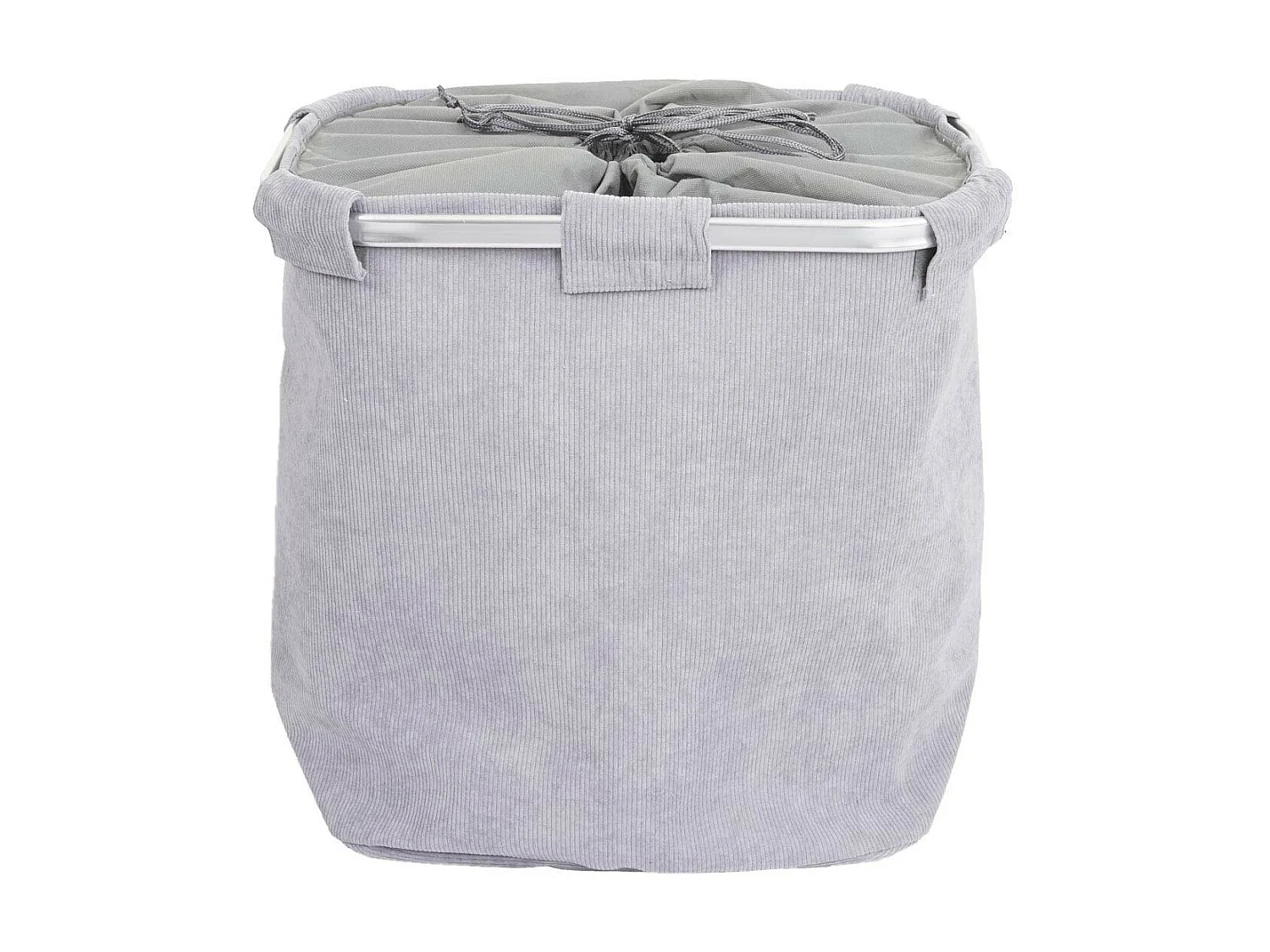 Bac à linge HWC-C34, Boîte à linge Panier à linge 2 compartiments 56x49x30cm 82l - gris