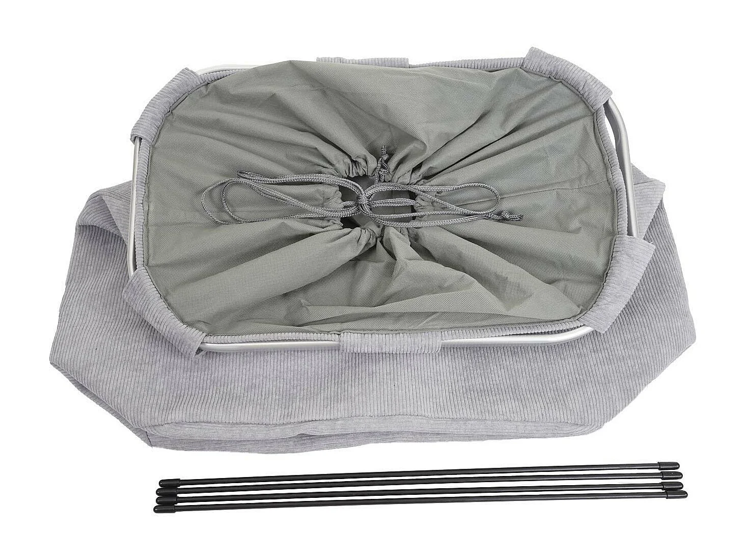 Bac à linge HWC-C34, Boîte à linge Panier à linge 2 compartiments 56x49x30cm 82l - gris