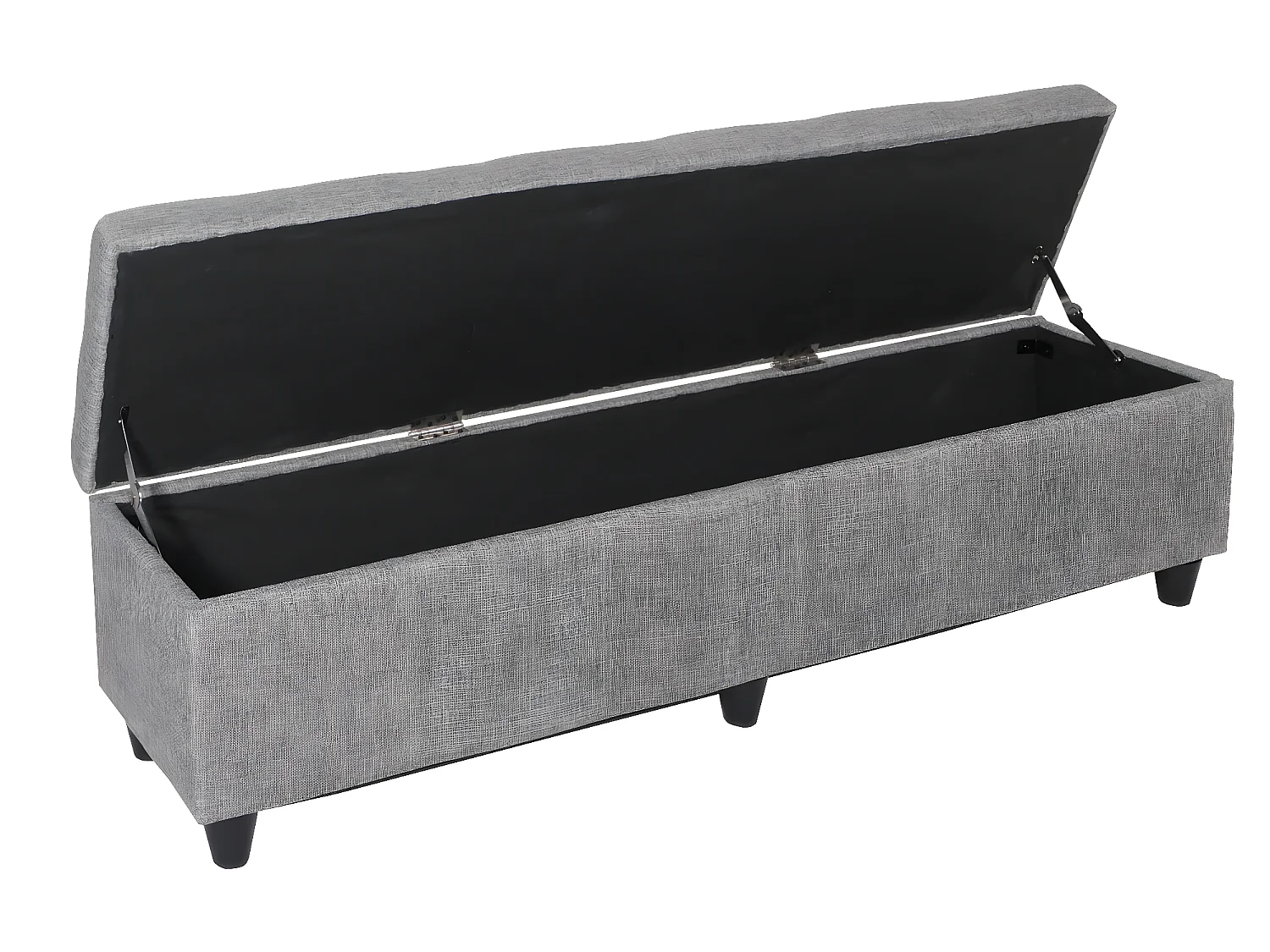 Banc banquette coffre de rangement Kriens XXL, 180x45x45cm, tissu, gris