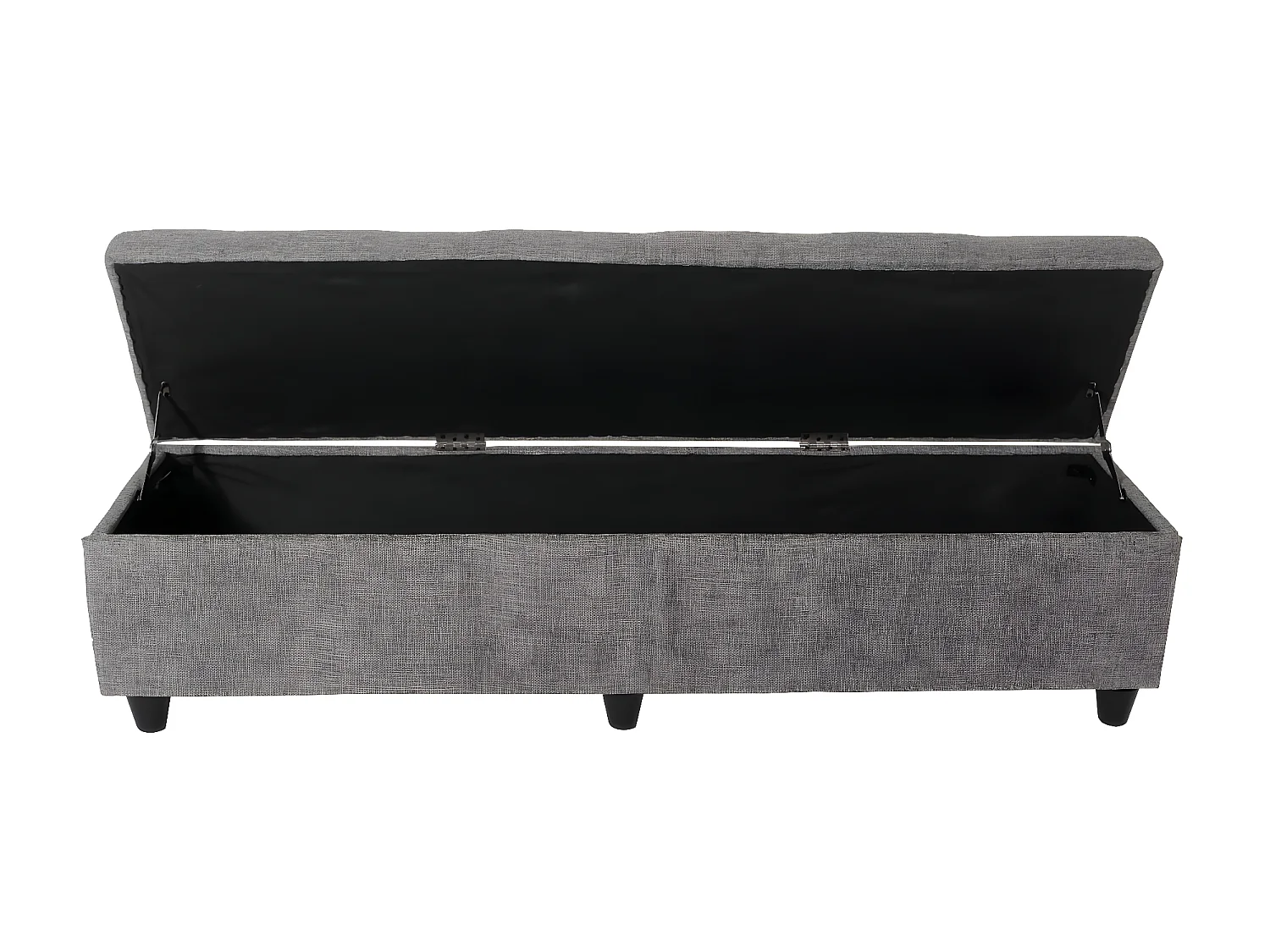 Banc banquette coffre de rangement Kriens XXL, 180x45x45cm, tissu, gris