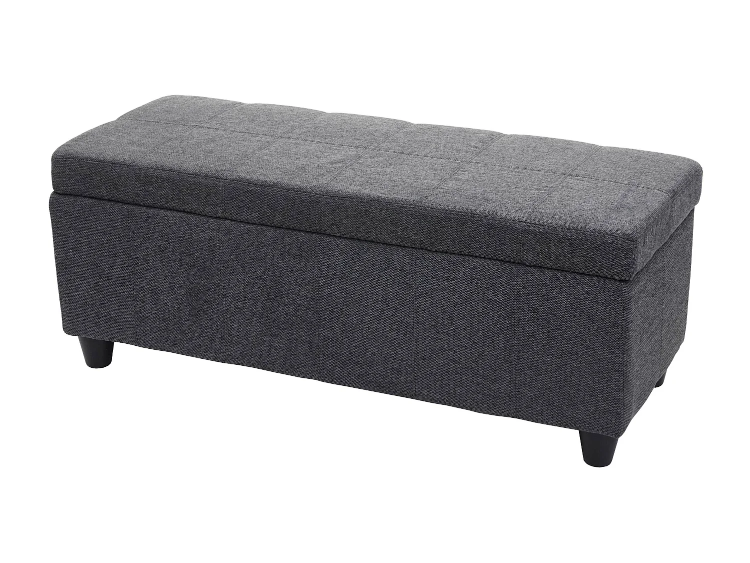 Coffre de rangement Kriens, banc, tissu/textile, 45x114x45cm - gris foncé