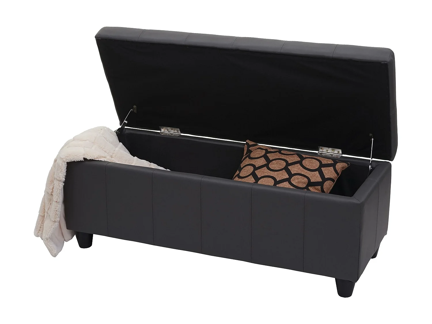 Coffre de rangement Kriens, banc, tissu/textile, 45x114x45cm - gris mat