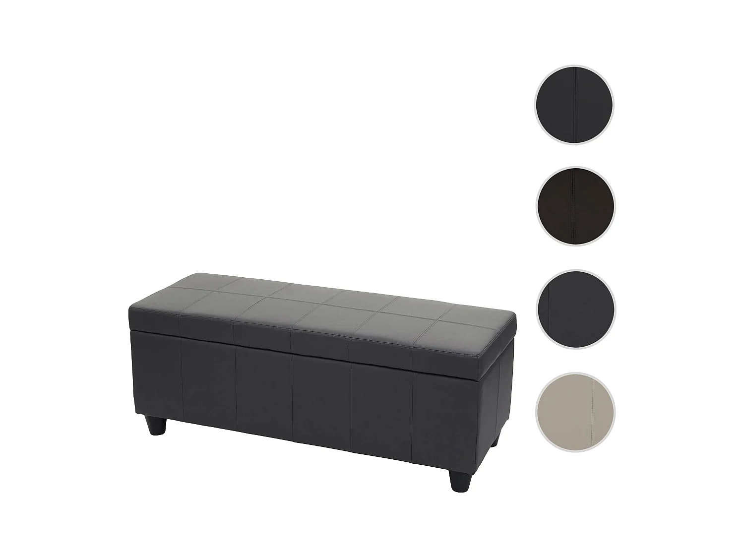 Coffre de rangement Kriens, banc, tissu/textile, 45x114x45cm - gris mat